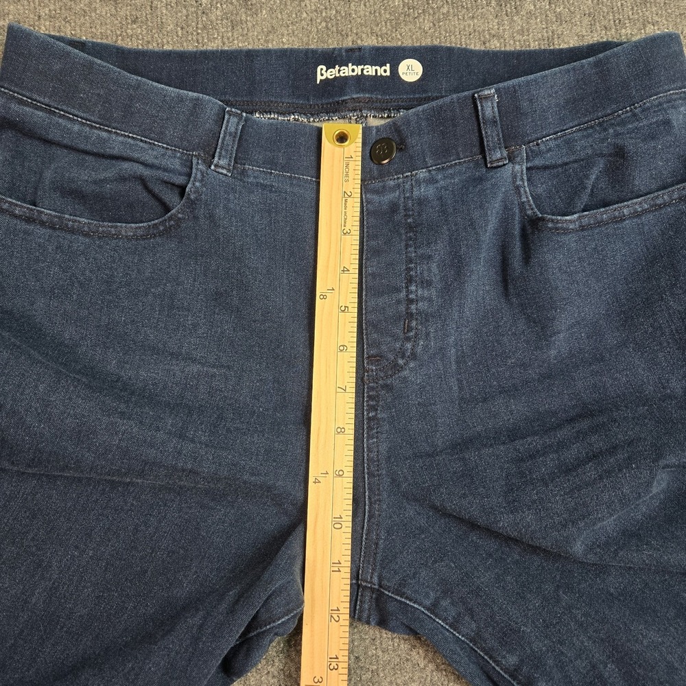 Betabrand Womens XL Petite Straight Jeans Dark Wash Stretch Denim 36x29 Pull On - Picture 12 of 13